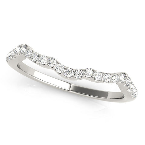 Platinum Curved Diamond Pavé Round-Cut Contour Band 1