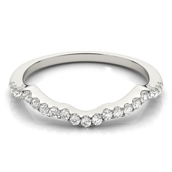 Platinum Curved Diamond Pavé Round-Cut Contour Band 2