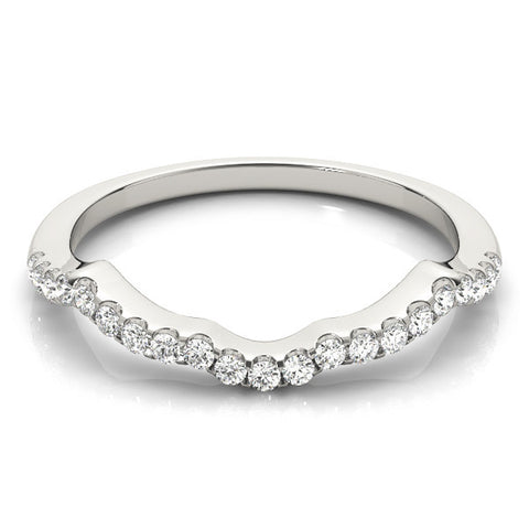 Platinum Curved Diamond Pavé Round-Cut Contour Band 2