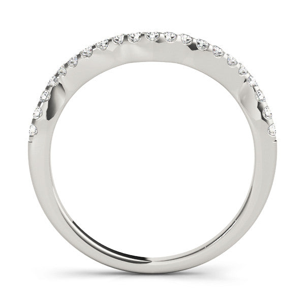 Platinum Curved Diamond Pavé Round-Cut Contour Band
