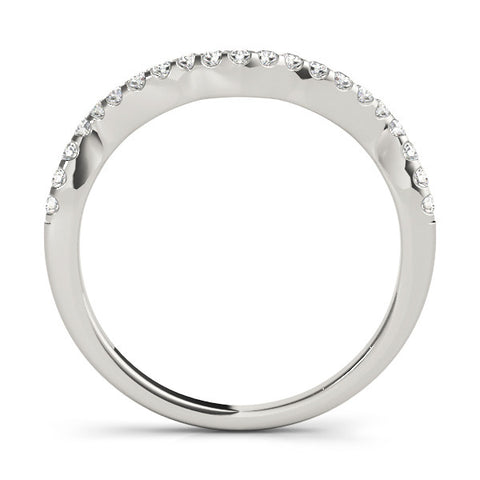 Platinum Curved Diamond Pavé Round-Cut Contour Band
