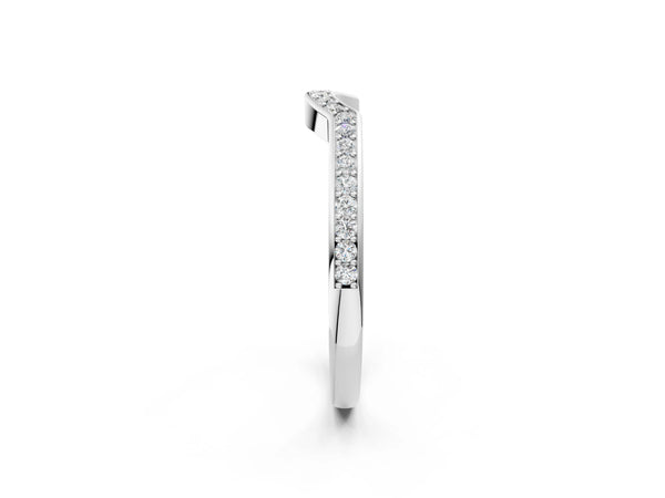 Platinum Curved Pavé Round Diamond Contour Band
