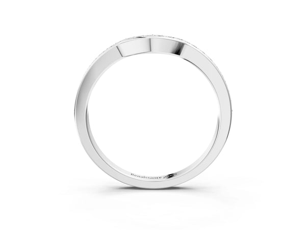 Platinum Curved Pavé Round Diamond Contour Band