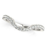 18K White Gold Curved Pavé Round Diamond Eternity Band with Shared Prong Setting