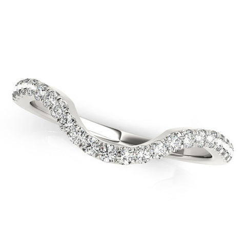 Platinum Curved Pavé Round Diamond Eternity Band with Shared Prong Setting