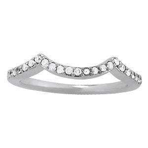 Platinum Curved Pave Round Diamond Contour Band with Shared Prong Setting