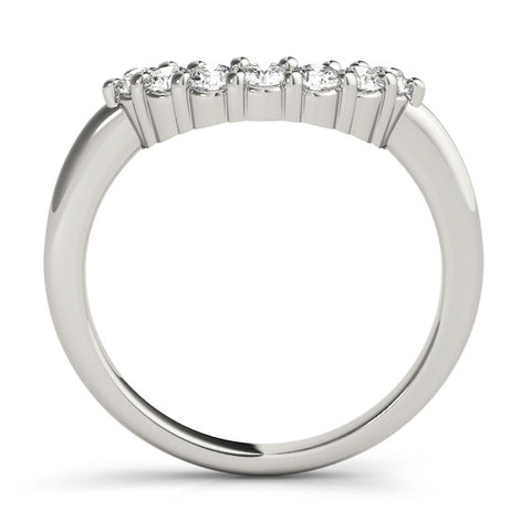 Platinum Curved Round Diamond Pave Band with Prong Setting 1