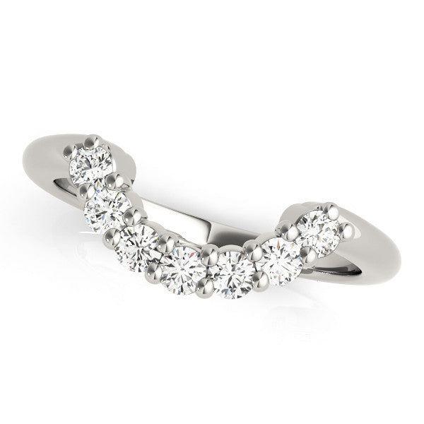 Platinum Curved Round Diamond Pave Band with Prong Setting