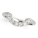 Platinum Curved Round Diamond Pave Band with Prong Setting