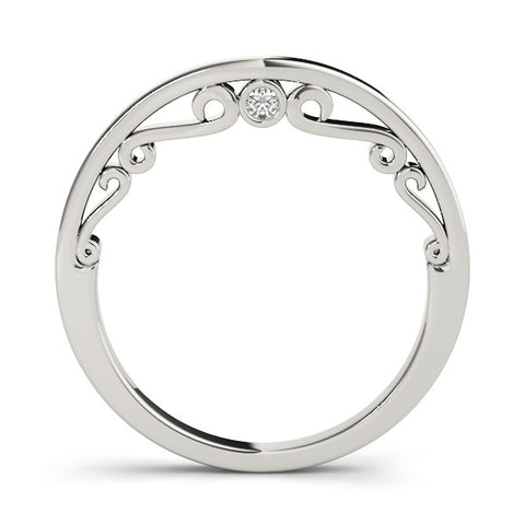 Platinum Curved Solitaire Round Bezel Contour Band 1