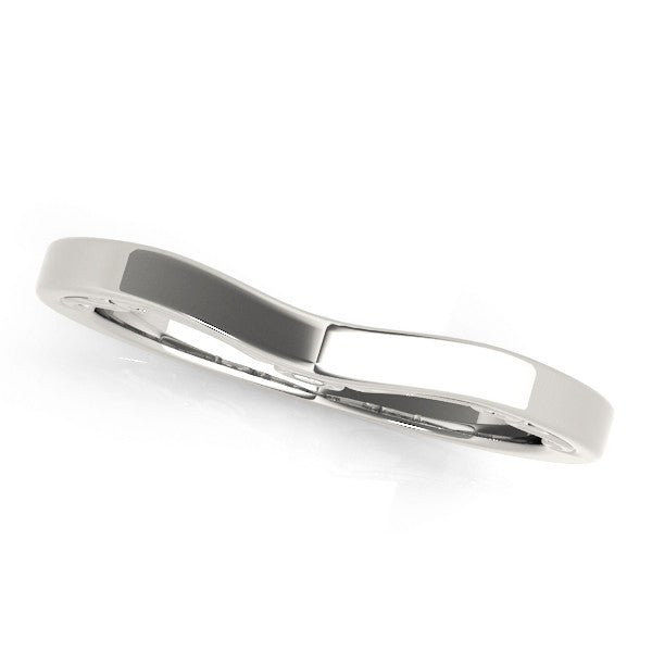 Platinum Curved Solitaire Round Bezel Contour Band
