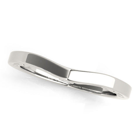 Platinum Curved Solitaire Round Bezel Contour Band