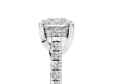 Platinum Cushion Brilliant Diamond Solitaire with Pavé Band and Four-Prong Setting 5