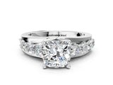 Platinum Cushion Brilliant Solitaire with Side Stones on a Pave Band and Four-Prong Setting_14