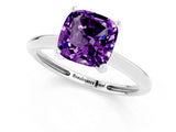 Platinum Cushion Cut Amethyst Solitaire Engagement Ring with Classic Band and Four-Prong Setting_13