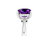 Platinum Cushion Cut Amethyst Solitaire Engagement Ring with Classic Band and Four-Prong Setting_17