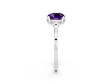 Platinum Cushion Cut Amethyst Solitaire Ring with Flower Prong Setting and Classic Band_2