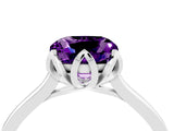 Platinum Cushion Cut Amethyst Solitaire Ring with Flower Prong Setting and Classic Band_4