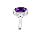 Platinum Cushion Cut Amethyst Solitaire Ring with Flower Prong Setting and Classic Band_5