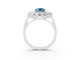 Platinum Cushion Cut Aquamarine Floral Double Halo Engagement Ring with Prong Setting_141