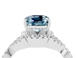 Platinum Cushion Cut Aquamarine  Halo Twist Band Solitaire Prong Setting Ring_16