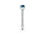 Platinum Cushion Cut Aquamarine Pavé Solitaire Ring with Round Band and Prong Setting_44