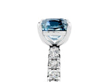 Platinum Cushion Cut Aquamarine Pavé Solitaire Ring with Round Band and Prong Setting_47