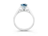 Platinum Cushion Cut Aquamarine Solitaire Engagement Ring with Cathedral Setting and Four-Prong Mount_15