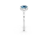 Platinum Cushion Cut Aquamarine Solitaire Ring with Flower Prong Setting and Classic Band_2