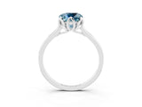 Platinum Cushion Cut Aquamarine Solitaire Ring with Flower Prong Setting and Classic Band_3