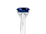 Platinum Cushion Cut Blue Sapphire Solitaire Engagement Ring with Cathedral Setting and Four-Prong Mount_5