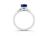 Platinum Cushion Cut Blue Sapphire Solitaire Engagement Ring with Classic Band and Four-Prong Setting_27