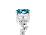 Platinum Cushion Cut Blue Topaz Scattered Round Accent Ring with Prong Setting_53