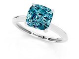 Platinum Cushion Cut Blue Topaz Solitaire Engagement Ring with Classic Band and Four-Prong Setting_13