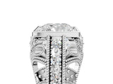 Platinum Cushion Cut Brilliant Milgrain Filigree Diamond Ring with Square Prong Setting_18