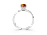Platinum Cushion Cut Citrine Engagement Ring with Side Stone Accents and Four-Prong Setting_15