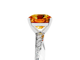 Platinum Cushion Cut Citrine Engagement Ring with Side Stone Accents and Four-Prong Setting_17