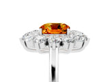 Platinum Cushion Cut Citrine Floral Double Halo Engagement Ring with Prong Setting_125