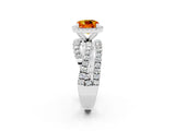Platinum Cushion Cut Citrine Halo Ring with Round Split Shank and Prong Setting_68