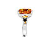 Platinum Cushion Cut Citrine Solitaire Ring with Thin Band and Prong Setting_47