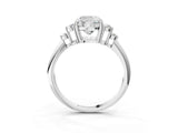 Platinum Cushion Cut Cut Diamond Cluster Ring with Solitaire Band and Four-Prong Setting_10