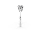 Platinum Cushion Cut Cut Diamond Cluster Ring with Solitaire Band and Four-Prong Setting_9