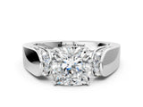 Platinum Cushion Cut Diamond Channel Set Solitaire Ring with Four-Prong Setting_10