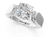 Platinum Cushion Cut Diamond Channel Set Solitaire Ring with Four-Prong Setting_11