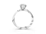 Platinum Cushion Cut Diamond Engagement Ring with Side Stone Accents and Four-Prong Setting_16