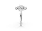 Platinum Cushion Cut Diamond Floral Double Halo Engagement Ring with Prong Setting_9
