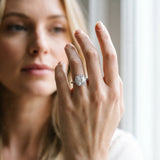 Platinum Cushion Cut Diamond Floral Halo Engagement Ring with Pavé Band and Prong Setting_61