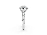 Platinum Cushion Cut Diamond Floral Halo Engagement Ring with Shared Prong Setting 2