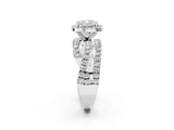 Platinum Cushion Cut Diamond Halo Ring with Round Split Shank and Prong Setting_2