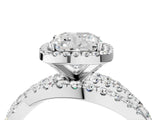 Platinum Cushion Cut Diamond Halo Ring with Round Split Shank and Prong Setting_4
